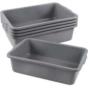 4-Pack 32 L Commercial Bus Tub, Large Plastic Rectangular Dishpan Tub, Grey in Saudi Arabia