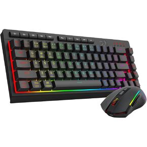 لوحة مفاتيح ألعاب Redragon اللاسلكية وسرد الماوس ، Bluetooth/2.4G/USB-C ، RGB Backlit ، مفاتيح الماكرو ، دعم البرمجيات ، 60 ٪ من الغشاء الهادئ المحمولة و 12800 dpi الماوس in Kuwait