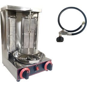 LP Gas Shawarma Grill Machine Vertical Broiler Gyro Machine Rotating Doner Kebab Machine with 2 Burners for Home Restaurant Kitchen Parties in Kuwait