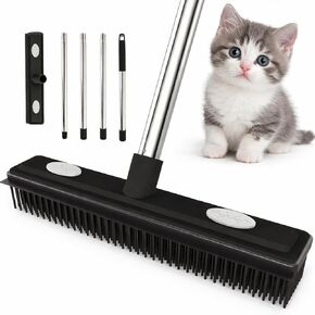 Carpet Rake Reusable Pet Hair Remover Rubber Broom with Squeegee for Pet Hair Removal Tool 59" Long Handle Cat and Dog Hair Remover for Area Rugs, Carpet, Hardwood Floor, Tile in Kuwait