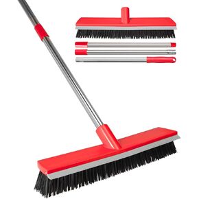 15.7 Inch Floor Scrub Brush Removable Stainless Steel Handle 2 in 1 Scrape Brush Stiff Bristle Shower Scrubber for Cleaning Patio Bathroom Garage Kitchen Wall Deck Tub Tile 52.4 inch Tall in Kuwait