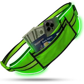 حزمة فاني LED للرجال والنساء، حزمة فاني كروس مع ضوء مؤشر البطارية، حزم خصر قابلة للتعديل مع حزام تشغيل LED لممارسة الرياضة والمشي لمسافات طويلة والسفر وحمل جميع الهواتف in Kuwait