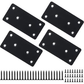 4 عبوات من ألواح الإصلاح المسطحة شديدة التحمل، دعامة مستقيمة من الفولاذ المقاوم للصدأ مقاس 4 × 2 بوصة للخشب، وأقواس معدنية للأقواس وإصلاح الأثاث والأرفف، وموصل خشبي مع براغي M4 in Kuwait
