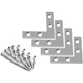 دعامة زاوية مسطحة، 1.5 بوصة، دعامة إصلاح على شكل حرف L مع براغي، لمسة نهائية مطلية بالمعدن، 4 عبوات in Kuwait