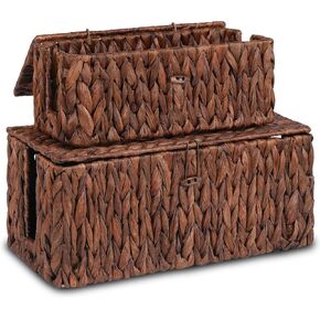 صندوق إدارة الكابلات المنسوجة يدويًا من Efluky 2 مع غطاء ، مربع سلك فتحات مفتوح للماء لإخفاء سلك USB وشريط الطاقة وشاحن للمنزل والمكتب والسكاب الطبيعي ، الطبيعي in Kuwait