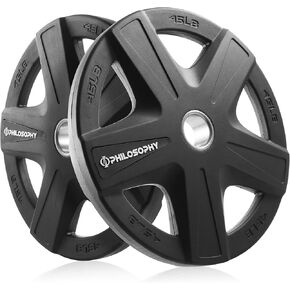 Philosophy Gym Set of 2 Rubber Coated 2-inch Olympic Grip Weight Plates for Weightlifting in Kuwait