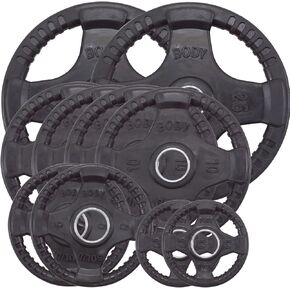 Body-Solid Quad Grip Design Rubber Plate - Olympic Weight Plates, Set with Rubber Coating, Dumbbell & Bumper Weights for Barbell (105 lbs.) in Kuwait