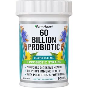 فارمهافن 60 مليار وحدة تشكيل مستعمرة بروبيوتيك - 8 سلالات بروبيوتيك - البريبايوتكس والبوستبيوتيك - يدعم صحة الجهاز الهضمي والمناعة - إطلاق متأخر - ثابت على الرف - غير معدل وراثيًا، خالي من الغلوتين - 30 كبسولة in Kuwait