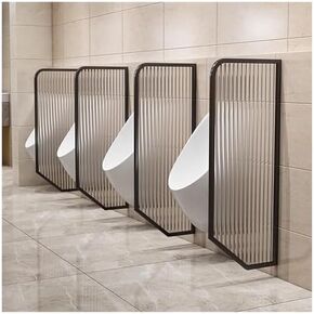حاجز مبولة مثبت على الحائط من الفولاذ المقاوم للصدأ، لوحة فاصل من الزجاج المقسى للحمامات، حل متين وأنيق للخصوصية، مثالي للحمامات التجارية والعامة in Kuwait