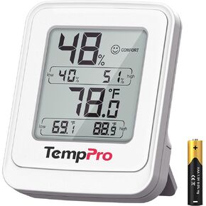 TempPro TP150 Greenhouse Thermometer Hygrometer, IPX5 High-Humidity Resistant Temperature and Humidity Monitor, High/Low Records Humidity Meter for Indoor Grow Tents, Reptile(Previously ThermoPro) in Kuwait