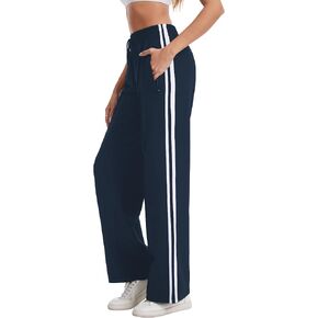 بنطال رياضي قطني للسيدات من Houmous بنطال رياضي واسع الساق قابل للتمدد رياضي فضفاض للركض وجيوب بسحاب in Kuwait