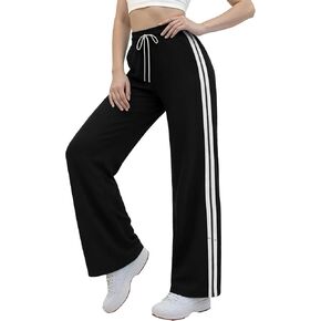 Susclude المرأة الثقيلة الوزن واسعة الساق Sweatpants فضفاض القطن متعرج بعقب صالة عادية بنطلون يغري الساقين Y2k سراويل أنيقة in Kuwait