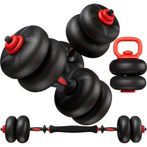 LIFERUN Adjustable Dumbbell Set, Soft PVC Coated, 45lbs/67lbs Free Weight Set Home Gym, 4-in-1 Used As Barbell, Dumbbells, Kettlebell, Weight Plates, Weights Dumbbells Set, Space Saving Fitness Exercise For Men/Women in Saudi Arabia