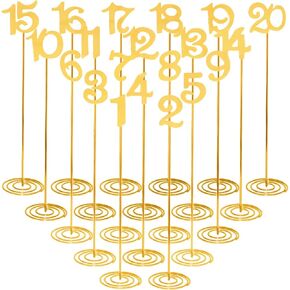 20 Pcs Metal Table Numbers 1-20 Wedding Table Numbers 12 Inch Stainless Steel Desk Number Stands Sturdy Holder Base for Wedding Party Restaurant Birthday (Gold) in Kuwait