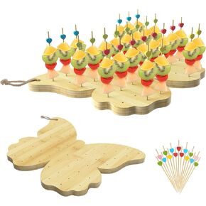 حامل أسياخ طعام من الخيزران، حامل سيخ لعرض الطعام، حامل سيخ مقبلات الفاكهة، حامل أسياخ للطعام، لوح تشاركوتيري على شكل فراشة، لوح تقطيع أو صينية تقديم الطعام، بوفيهات الحفلات in Kuwait