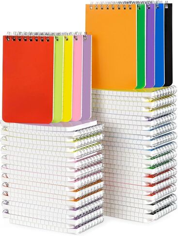 Dynta Pocket Notebook Bulk 60 Packs, 3x5 Inch Small Notepad Top Bound With Lined Pages, 10 Vibrant Colored Mini Spiral Notebooks 60Sheets/120Pages (80GSM), Memo Pads for Home, School, College, Office in Saudi Arabia