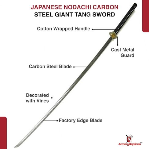 Armory Replicas Japanese Nodachi Carbon Steel Giant 78-Inch Full Tang Sword – Traditional Braided Handle with Blackened Tsuba and Pommel in Saudi Arabia