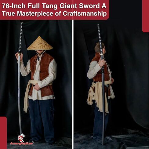 Armory Replicas Japanese Nodachi Carbon Steel Giant 78-Inch Full Tang Sword – Traditional Braided Handle with Blackened Tsuba and Pommel in Saudi Arabia