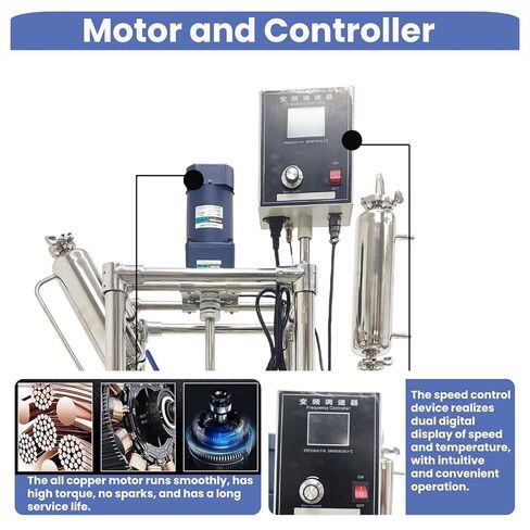 110V Double-Layer Jacketed Glass Reactor Reaction Kettle 10L Chemical Lab Vessel Device for Reaction Distillation with Stainless Steel Support Frame and Wheels Adjustable Speed 0-600RPM in Kuwait