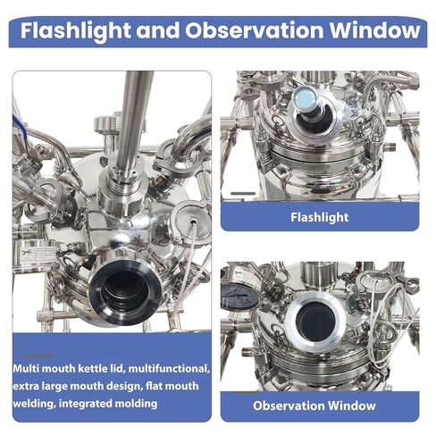 110V Double-Layer Jacketed Glass Reactor Reaction Kettle 10L Chemical Lab Vessel Device for Reaction Distillation with Stainless Steel Support Frame and Wheels Adjustable Speed 0-600RPM in Kuwait