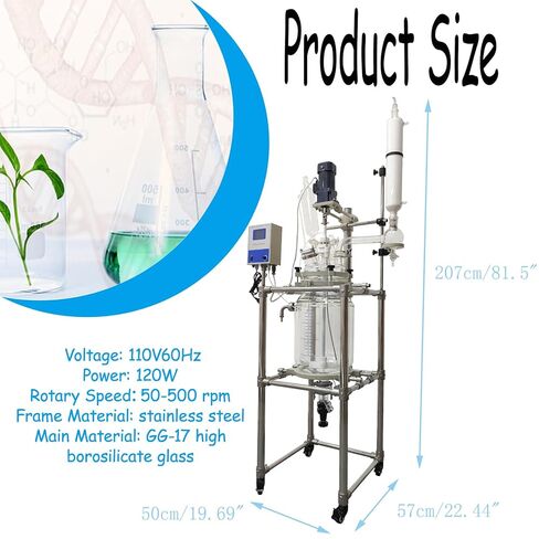 مفاعل مختبر بطبقة مزدوجة 20 لتر مع زجاج بوروسيليليك مرتفع وصمامات PTFE 110 فولت للتحكم في درجة الحرارة الثابتة مختبر زجاجي مفاعل كيميائي وعاء مفاعل مغلف لتقطير تفاعل المختبر in Kuwait