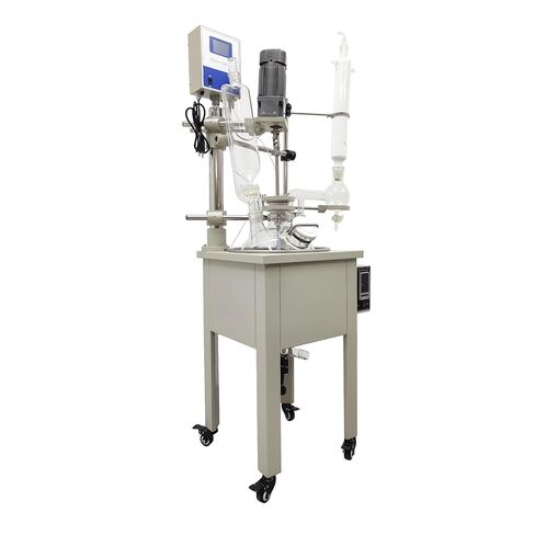 TECHTONGDA 10L Jacketed Reactor 110V Single Layer Glass Reactor Rotating Speed 60-600RPM, Lab Chemical Reaction Vessel with Heating and Digital Display for Reaction Distillation in Kuwait
