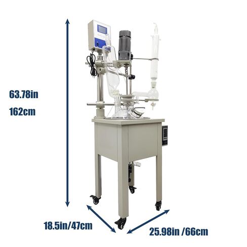 TECHTONGDA 10L Jacketed Reactor 110V Single Layer Glass Reactor Rotating Speed 60-600RPM, Lab Chemical Reaction Vessel with Heating and Digital Display for Reaction Distillation in Kuwait