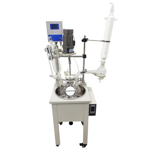 TECHTONGDA 10L Jacketed Reactor 110V Single Layer Glass Reactor Rotating Speed 60-600RPM, Lab Chemical Reaction Vessel with Heating and Digital Display for Reaction Distillation in Kuwait