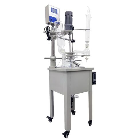 INTSUPERMAI 110V 10L Laboratory Glass Reactor, Lab Jacketed Glass Reactor, Digital Display, Heating Function, Single-Layer Chemical Reaction Vessel, Precision Mixing & Distillation in Kuwait