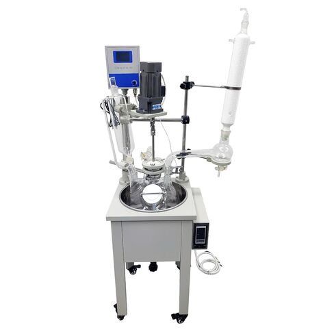 INTSUPERMAI 110V 10L Laboratory Glass Reactor, Lab Jacketed Glass Reactor, Digital Display, Heating Function, Single-Layer Chemical Reaction Vessel, Precision Mixing & Distillation in Kuwait