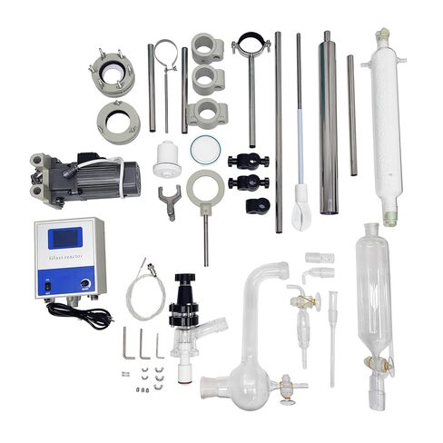 INTSUPERMAI 110V 10L Laboratory Glass Reactor, Lab Jacketed Glass Reactor, Digital Display, Heating Function, Single-Layer Chemical Reaction Vessel, Precision Mixing & Distillation in Kuwait