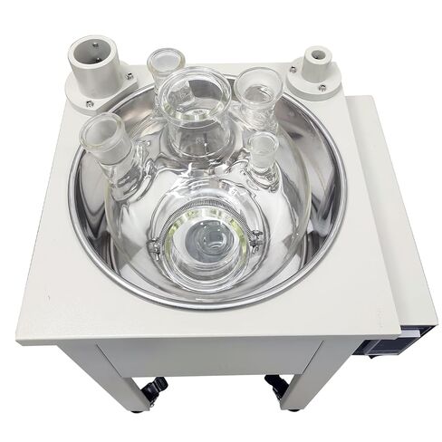 INTSUPERMAI 110V 10L Laboratory Glass Reactor, Lab Jacketed Glass Reactor, Digital Display, Heating Function, Single-Layer Chemical Reaction Vessel, Precision Mixing & Distillation in Kuwait