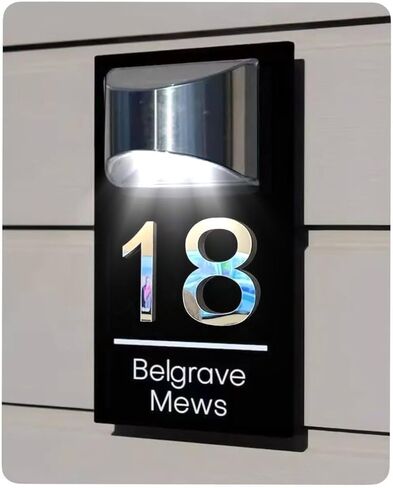 لويحات رقم منزل شمسي مخصصة مع علامات عنوان الباب الأمامي الخفيف المخصص للمنزل متين ومقاوم للطقس (7.1 * 12.6 (حجم مثالي)) in Kuwait