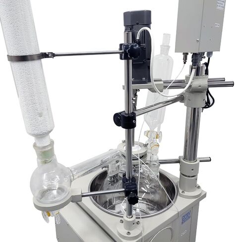 INTSUPERMAI 110V 10L Laboratory Glass Reactor, Lab Jacketed Glass Reactor, Digital Display, Heating Function, Single-Layer Chemical Reaction Vessel, Precision Mixing & Distillation in Kuwait