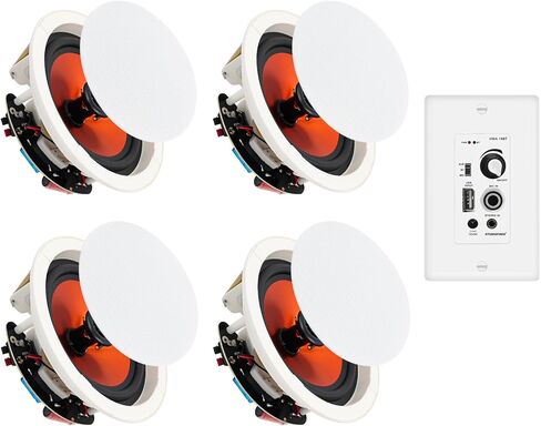Studiofinix 6.5 بوصة مكبرات صوت سقف بلوتوث ، 600 واط ثنائي الاتجاه مع مضخم الجدار ، للمسرح المنزلي ، غرفة المعيشة ، المكتب ، كيشتن ، غرفة الدراسة ، الطابق السفلي ، فناء مغطى (4 مكبرات صوت) in Kuwait