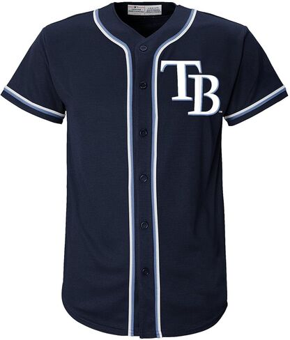تامبا باي رايز MLB للأطفال الشباب 4-18 لون الفريق الأزرق شعار المنزل المطرز والمخيط أزياء البيسبول جيرسي in Kuwait