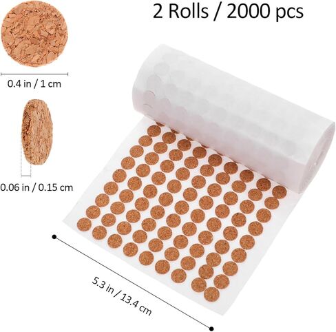 Angoily 2000Pcs Self Adhesive Cork Bumper Pads for Cabinet Doors and Furniture Noise Dampening Scratch Protection 0 39 Inch Cork Circles Eco-Friendly Easy Installation in Saudi Arabia