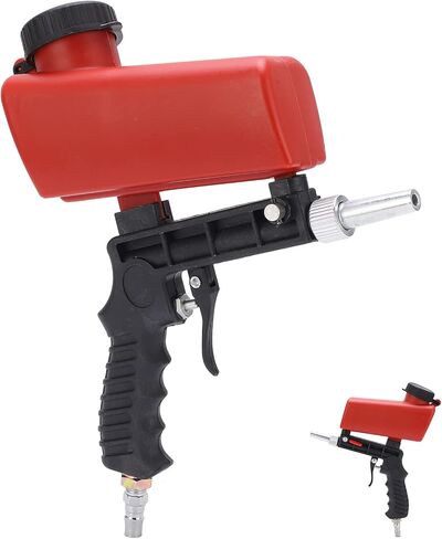 Pneumatic Sandblasting Gun with Adjustable Flow, Handheld Sand Machine for Auto Car Repair Tool, Nylon Carbon Steel Red in Saudi Arabia