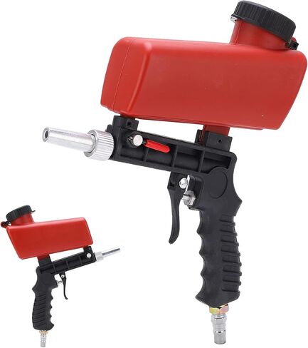 Pneumatic Sandblasting Gun with Adjustable Flow, Handheld Sand Machine for Auto Car Repair Tool, Nylon Carbon Steel Red in Saudi Arabia