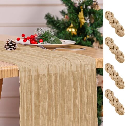 4 Pack Pink Table Runner 17 x 108inch Cheesecloth Table Runner Boho Gauze Table Runners Romantic Rustic Sheer Fabric Cheese Cloth Table Runners for Wedding Party Bridal Shower Spring Table Decor in Saudi Arabia