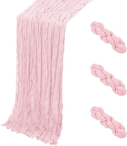 3 Pack Light Pink Cheesecloth Table Runner, 17 x 108 Inch, Gauze Cheese Cloth Table Runner Rustic Sheer Runner for Wedding Birthday Party Baby Shower Table Decor(Light Pink) in Saudi Arabia
