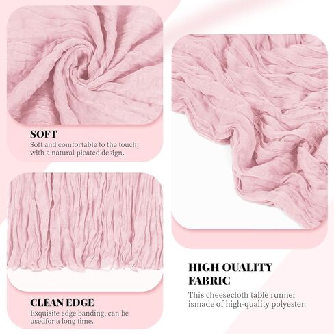 3 Pack Light Pink Cheesecloth Table Runner, 17 x 108 Inch, Gauze Cheese Cloth Table Runner Rustic Sheer Runner for Wedding Birthday Party Baby Shower Table Decor(Light Pink) in Saudi Arabia