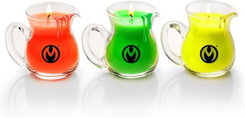 أباريق لعب الشمع بلاك لايت من سلسلة ماستر - شموع الشمع التفاعلية للأشعة فوق البنفسجية للعب BDSM ولعب العبودية - شموع مزيج الصويا باللون الأحمر والأخضر والأصفر ذات درجة حرارة منخفضة in Kuwait