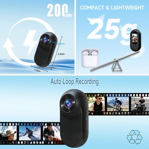 Full HD 1080p 256GB كاميرا صور الجسم المصغرة مع عدسة الزاوية واسعة النطاق يلتقط الصوت والفيديو الكلور الكل في واحد ، متعدد الأغراض ، حجم الإبهام in Kuwait