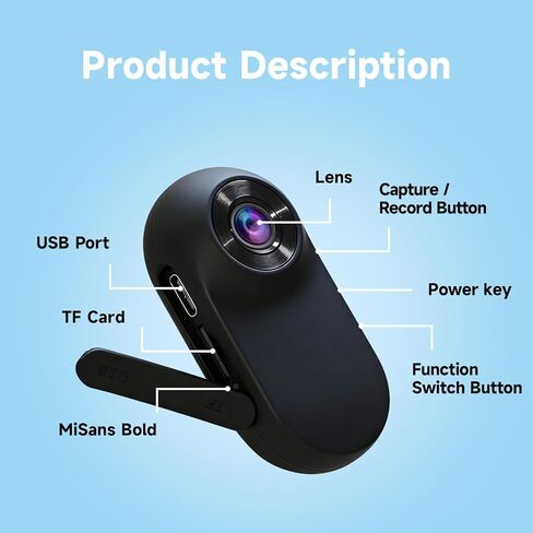 Full HD 1080p 256GB كاميرا صور الجسم المصغرة مع عدسة الزاوية واسعة النطاق يلتقط الصوت والفيديو الكلور الكل في واحد ، متعدد الأغراض ، حجم الإبهام in Kuwait