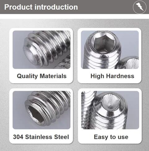 مجموعة براغي سداسية M8x50mm، نقطة كوب مقطوعة الرأس، مسمار مسمار مسطح، محرك سداسي داخلي، 304 من الفولاذ المقاوم للصدأ، نهاية مقعرة مقطوعة الرأس، خيط خارجي متري، لمقبض باب رف المناشف، 4 قطع in Kuwait