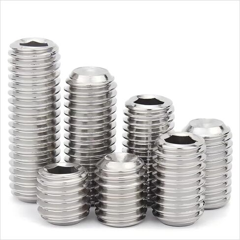 مجموعة براغي سداسية M8x50mm، نقطة كوب مقطوعة الرأس، مسمار مسمار مسطح، محرك سداسي داخلي، 304 من الفولاذ المقاوم للصدأ، نهاية مقعرة مقطوعة الرأس، خيط خارجي متري، لمقبض باب رف المناشف، 4 قطع in Kuwait