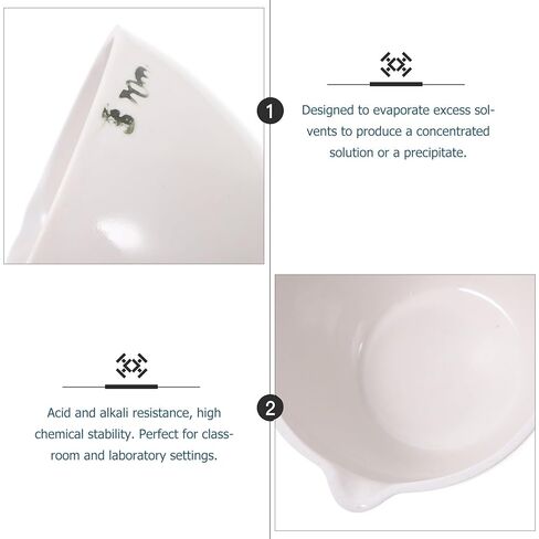 2 قطعة طبق تبخير مستدير من البورسلين بمقبض 70 مللي حوض التبخر المختبري لوازم تبخير العلوم للاستخدام المدرسي والصناعي in Kuwait