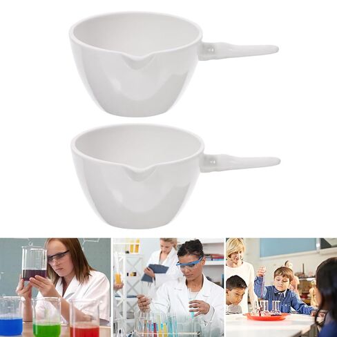 2 قطعة طبق تبخير مستدير من البورسلين بمقبض 70 مللي حوض التبخر المختبري لوازم تبخير العلوم للاستخدام المدرسي والصناعي in Kuwait