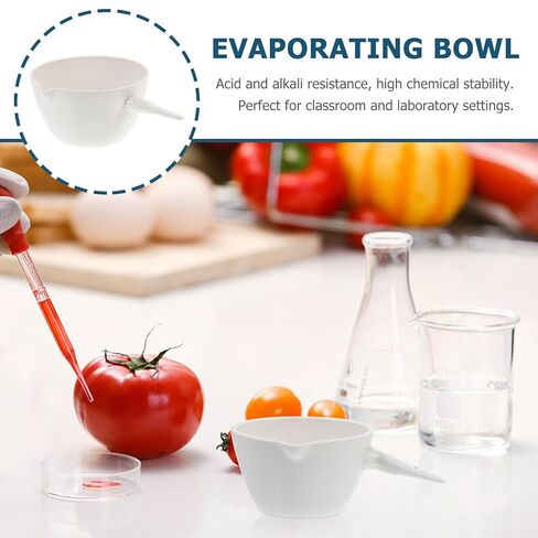 حوض تبخير مستدير من السيراميك بمقبض 300 مللي طبق تبخير مختبري وعاء تبخير علمي للاستخدام في المدرسة والمختبر in Kuwait